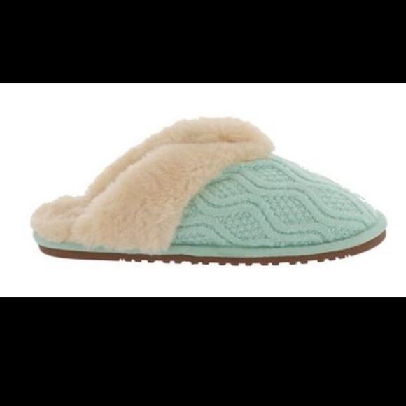 Lamo Caroline Knit Scuff Slippers in Mint - US Size 5 NIB - Picture 1 of 12